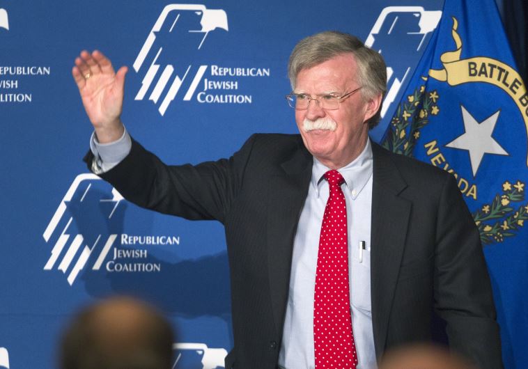 John Bolton, former US ambassador to the United Nations, leaves the stage after speaking on US foreign policy during the Republican Jewish Coalition Spring Leadership Meeting in Las Vegas