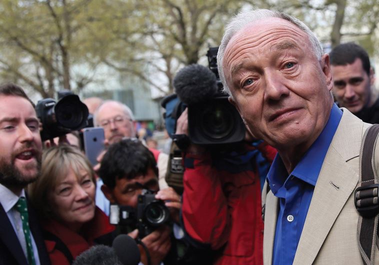 Former London mayor Ken Livingstone speaks to the media after giving an interview to the LBC radio station in London in which he refused to apologize for comments suggesting Adolf Hitler supported Zionism