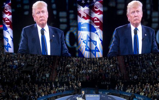 US Republican presidential candidate Donald Trump at the American Israel Public Affairs Committee (AIPAC) 2016 Policy Conference