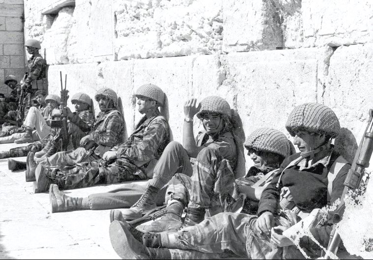 IDF Paratroopers relax after liberating the Western Wall during the Six Day War
