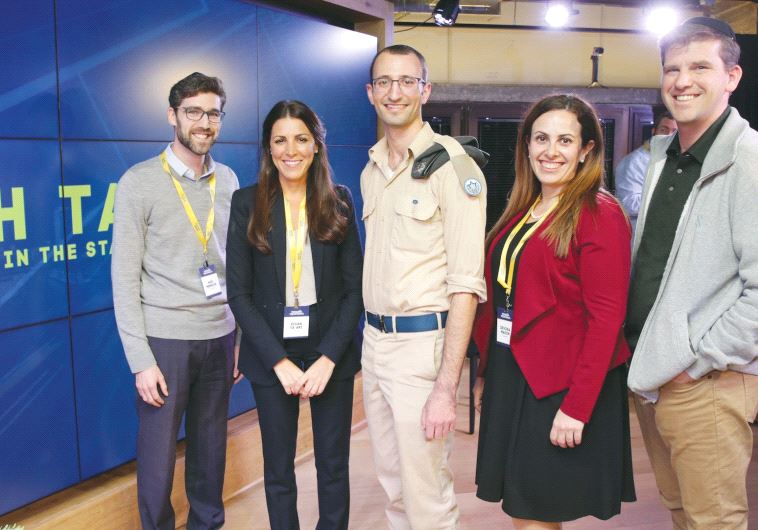 NEFESH B’NEFESH Tech Talk participants pose at last night’s event in Tel Aviv. From left: Moe Mernick, Silvan Ya’ari, Ilan Regenbaum, Devorah Mason, and Michael Eisenberg.
