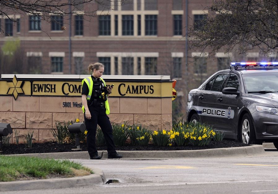 Police at the Jewish Community Center of Greater Kansas City in Overland Park, Kansas (File)