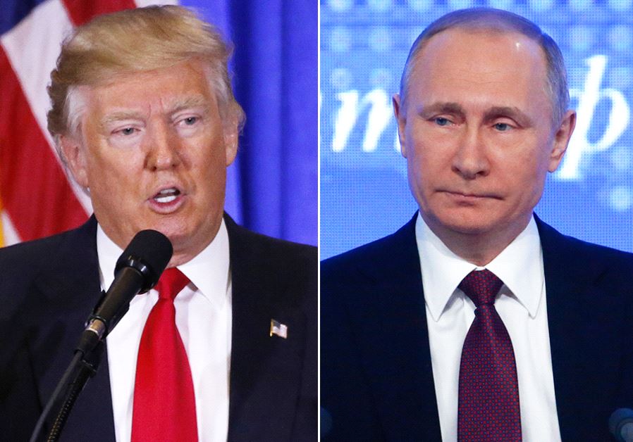 Donald Trump (L) and Vladimir Putin (R)