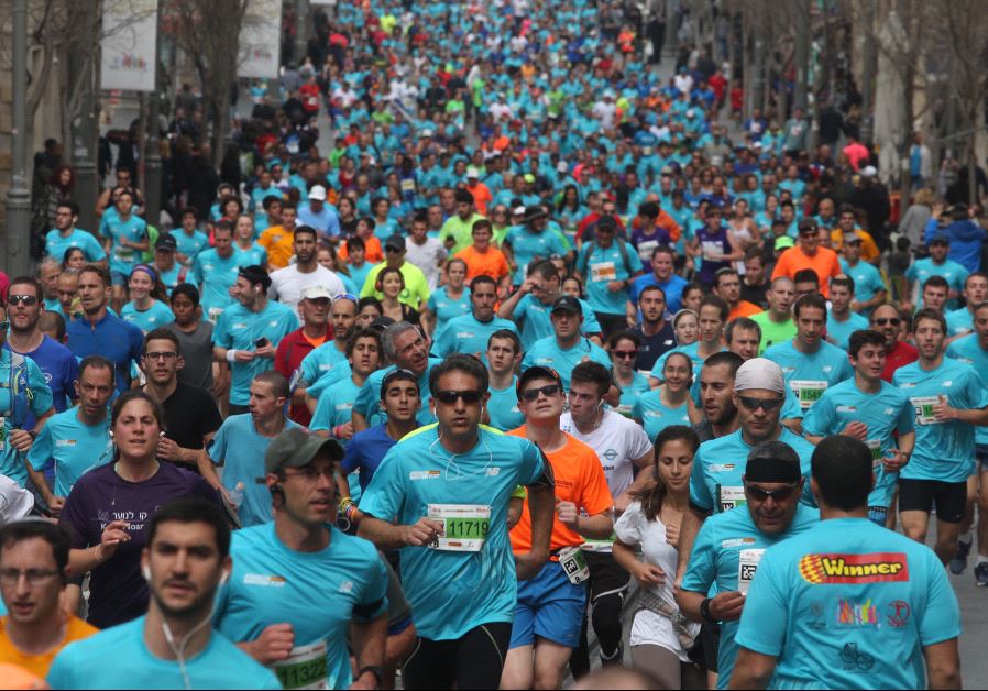 Runners in the 2017 Jerusalem marathon
