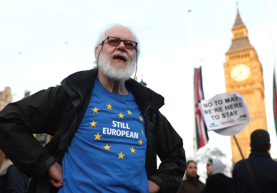 NOT FOR much longer. A man protests against Brexit in London.