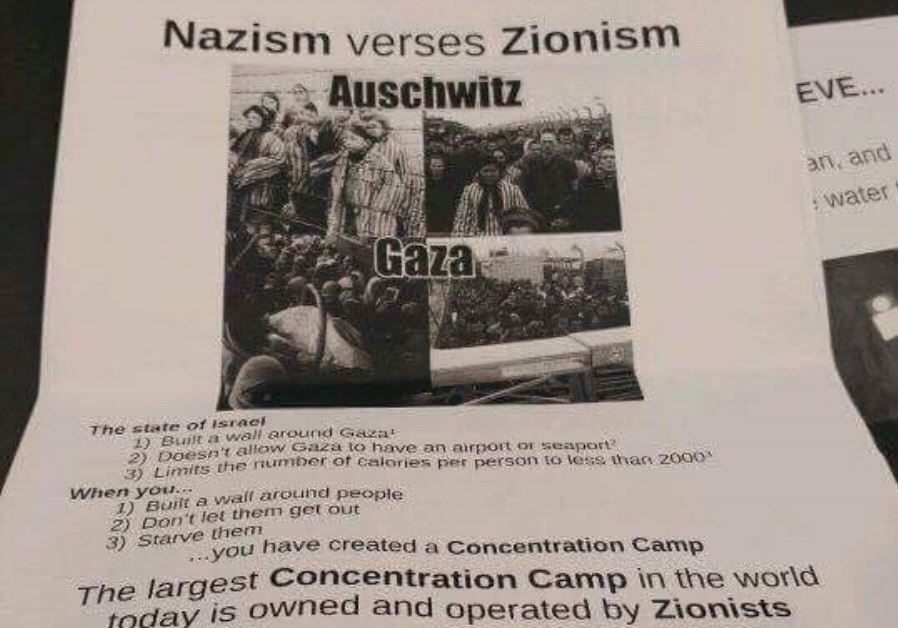 Poster comparing Zionism to Nazism found on the UIC campus.