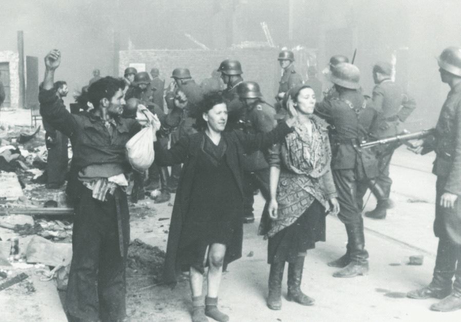 A scene from the Warsaw Ghetto Uprising in 1943