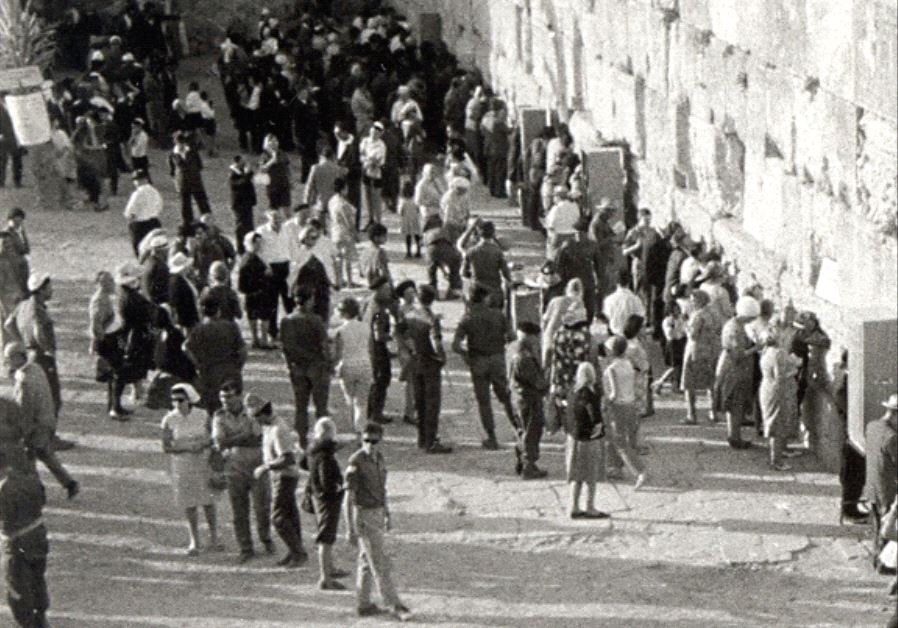 Israelis visit the Western Wall in 1967 after its opening to the public following the Six Day War