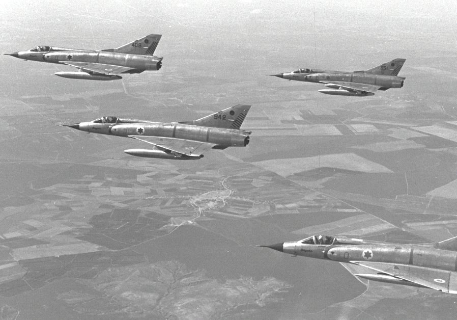 ISRAEL AIR FORCE Mirage fighter jets train over Israel in 1967 before the Six Day War.