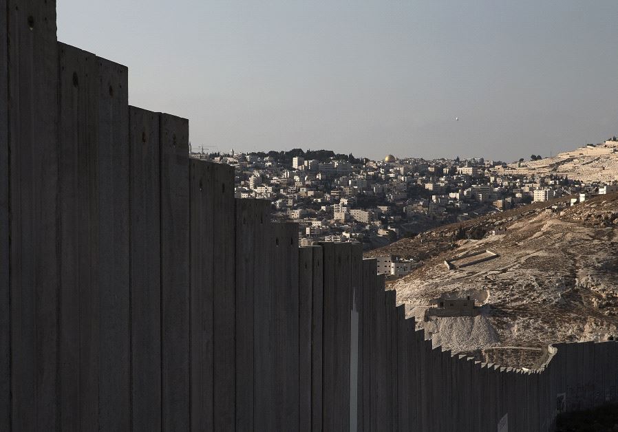 The security barrier leading up to Jerusalem